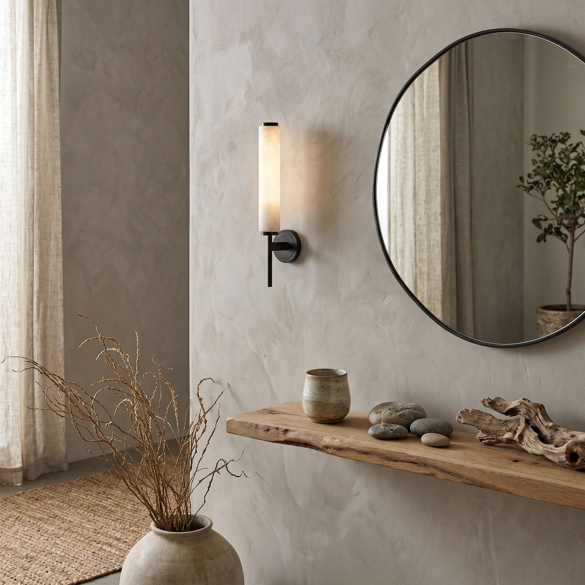 Brindisi Alabaster Wall Lamp Brass Black Dimmable Bedroom Living Room — 1 to 2 Heads