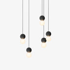 Volcanic Rock Cement Pendant Light G9 LED Opal Glass Artisan Bedroom Living Room — Grey Black