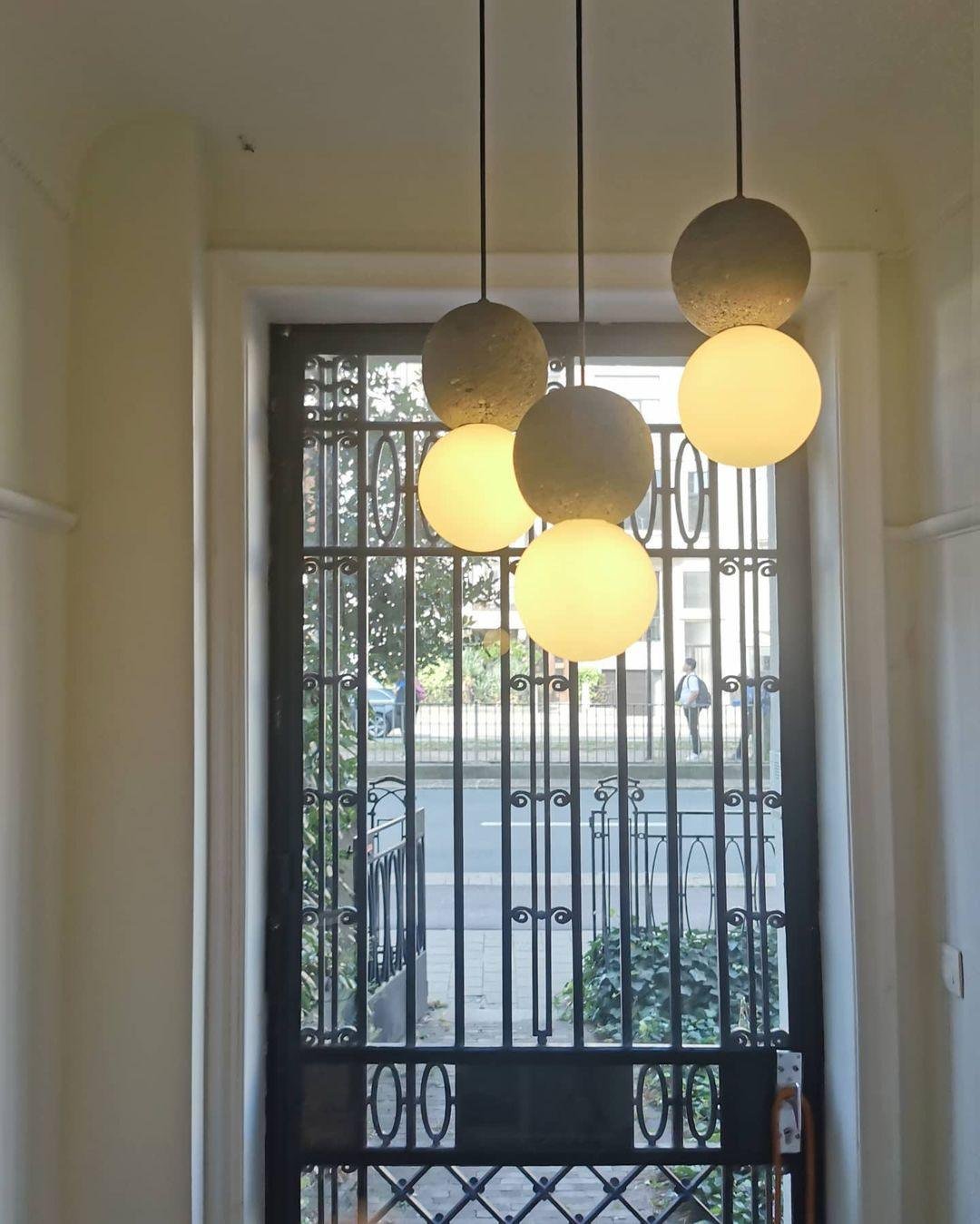 Cement Orb Pendant Light Natural Texture Hardwired Dining Room Kitchen — Cement Sandstone 4 Variants