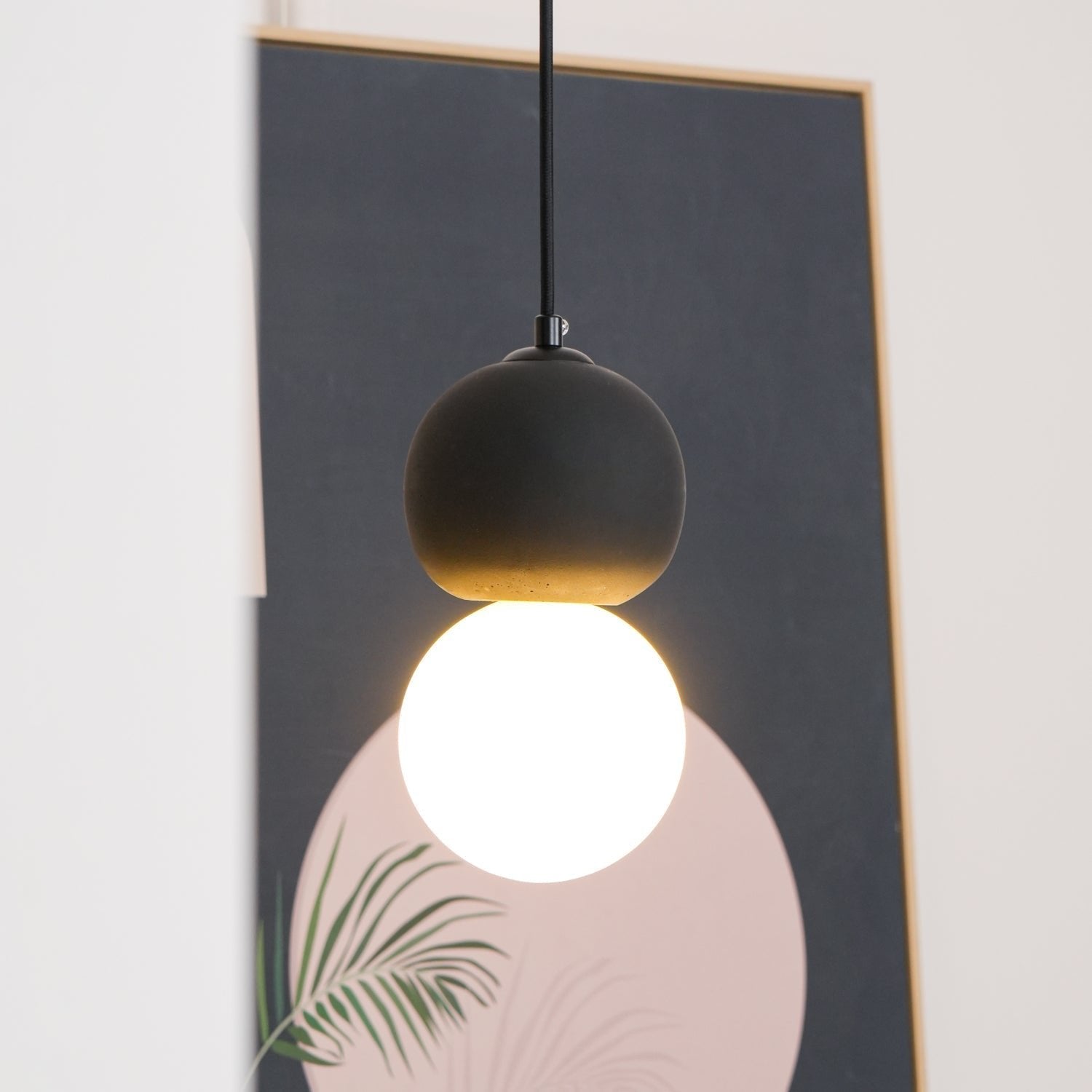 Cement Orb Pendant Light Natural Texture Hardwired Dining Room Kitchen — Cement Sandstone 4 Variants