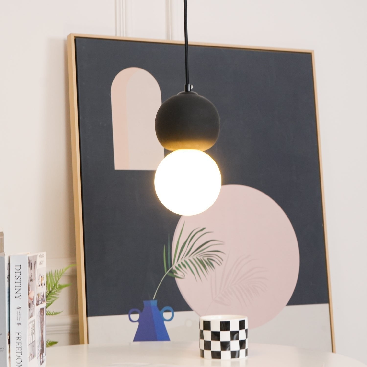Cement Orb Pendant Light Natural Texture Hardwired Dining Room Kitchen — Cement Sandstone 4 Variants