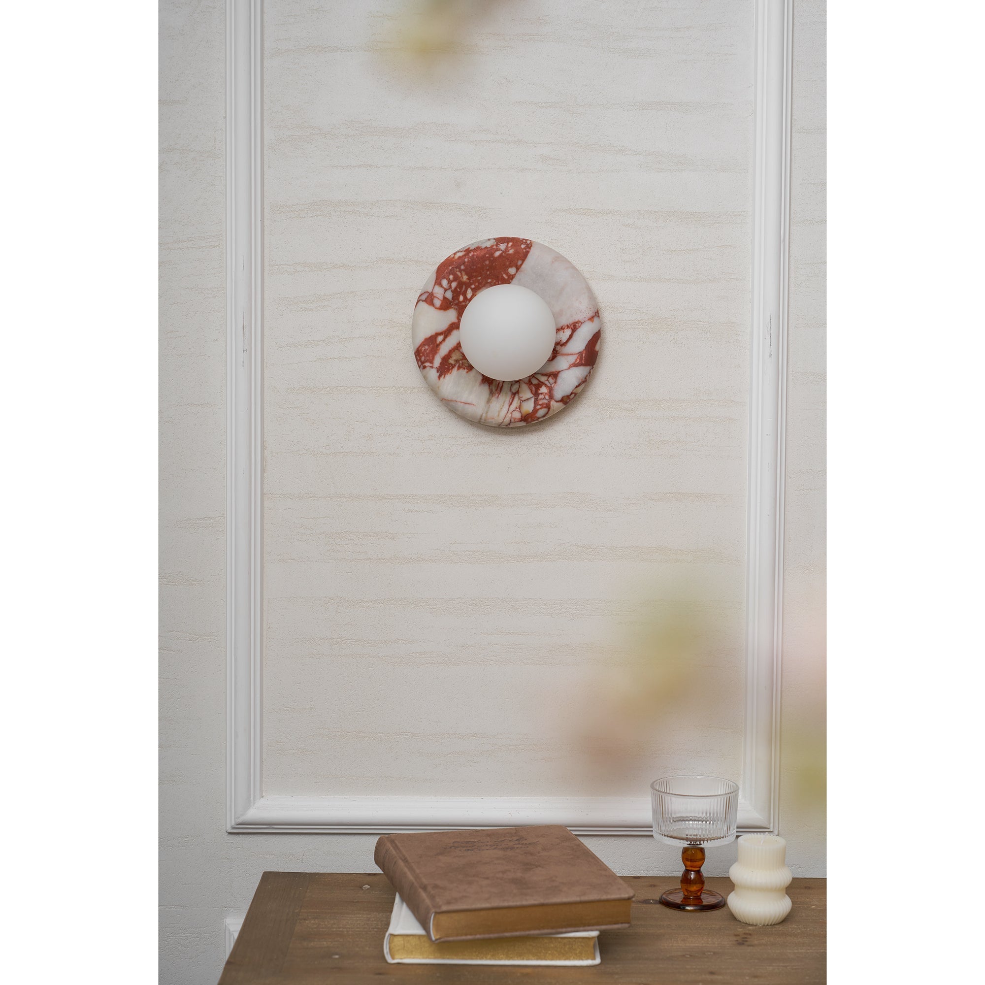 Orli Marble Wall Sconce Natural Stone LED Bedroom Living Room — Multiple Stone Selections