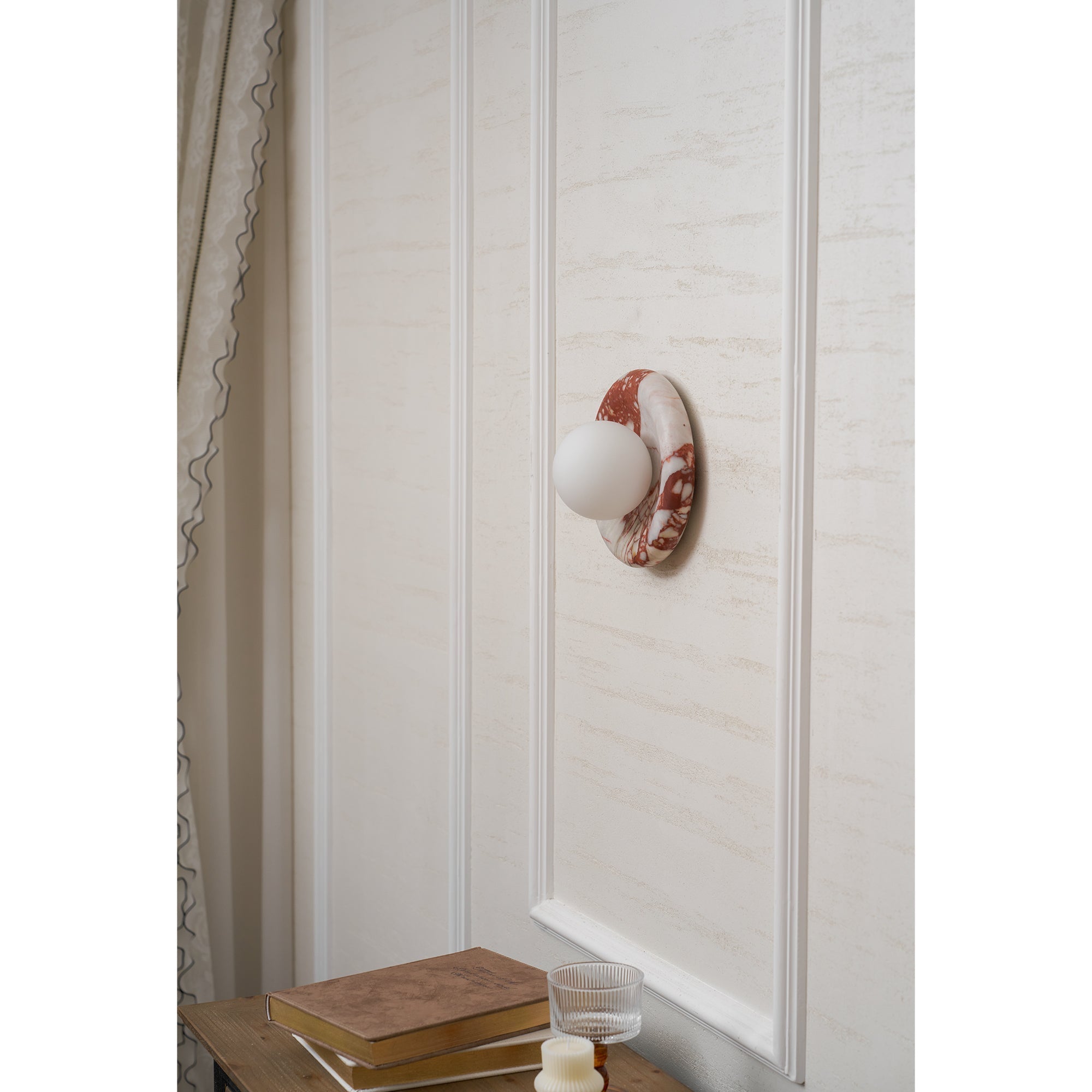 Orli Marble Wall Sconce Natural Stone LED Bedroom Living Room — Multiple Stone Selections