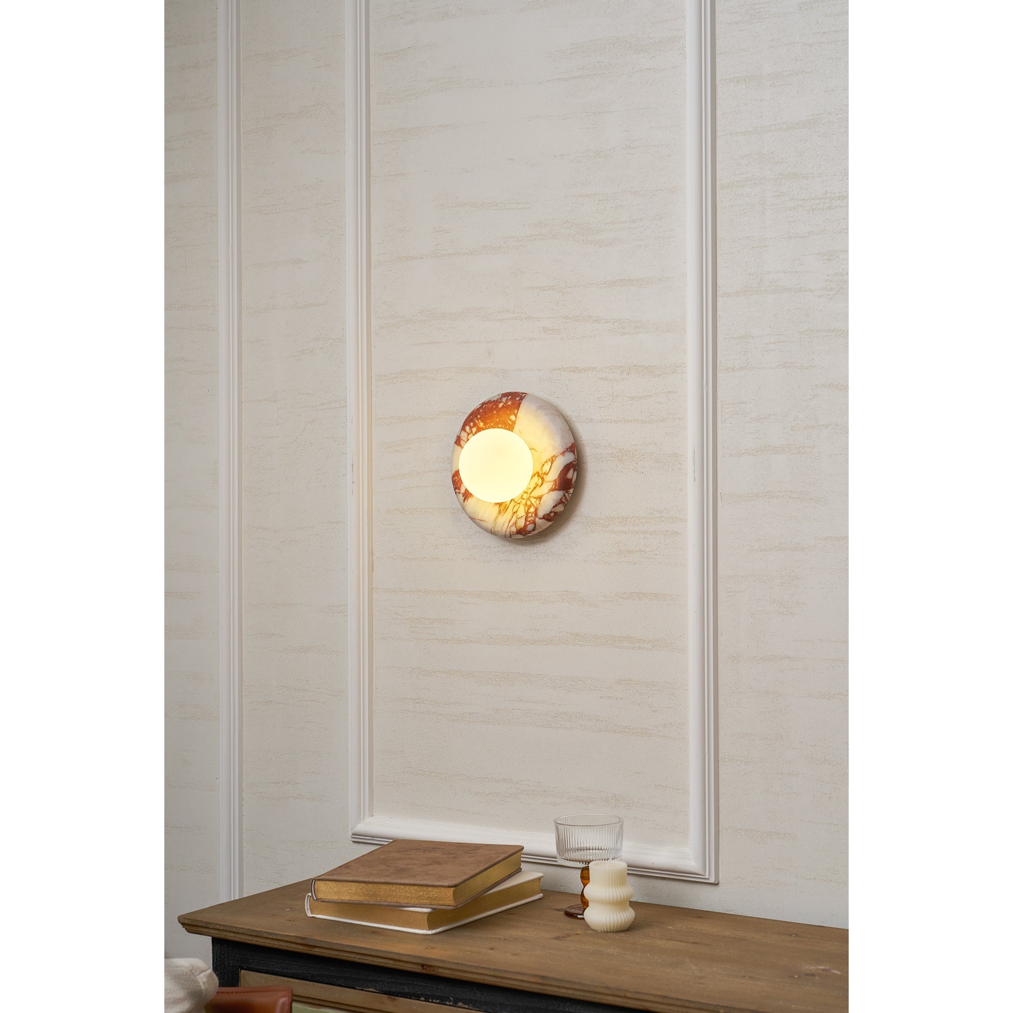 Orli Marble Wall Sconce Natural Stone LED Bedroom Living Room — Multiple Stone Selections