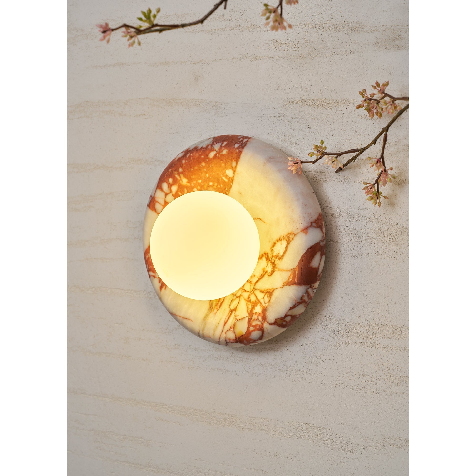 Orli Marble Wall Sconce Natural Stone LED Bedroom Living Room — Multiple Stone Selections