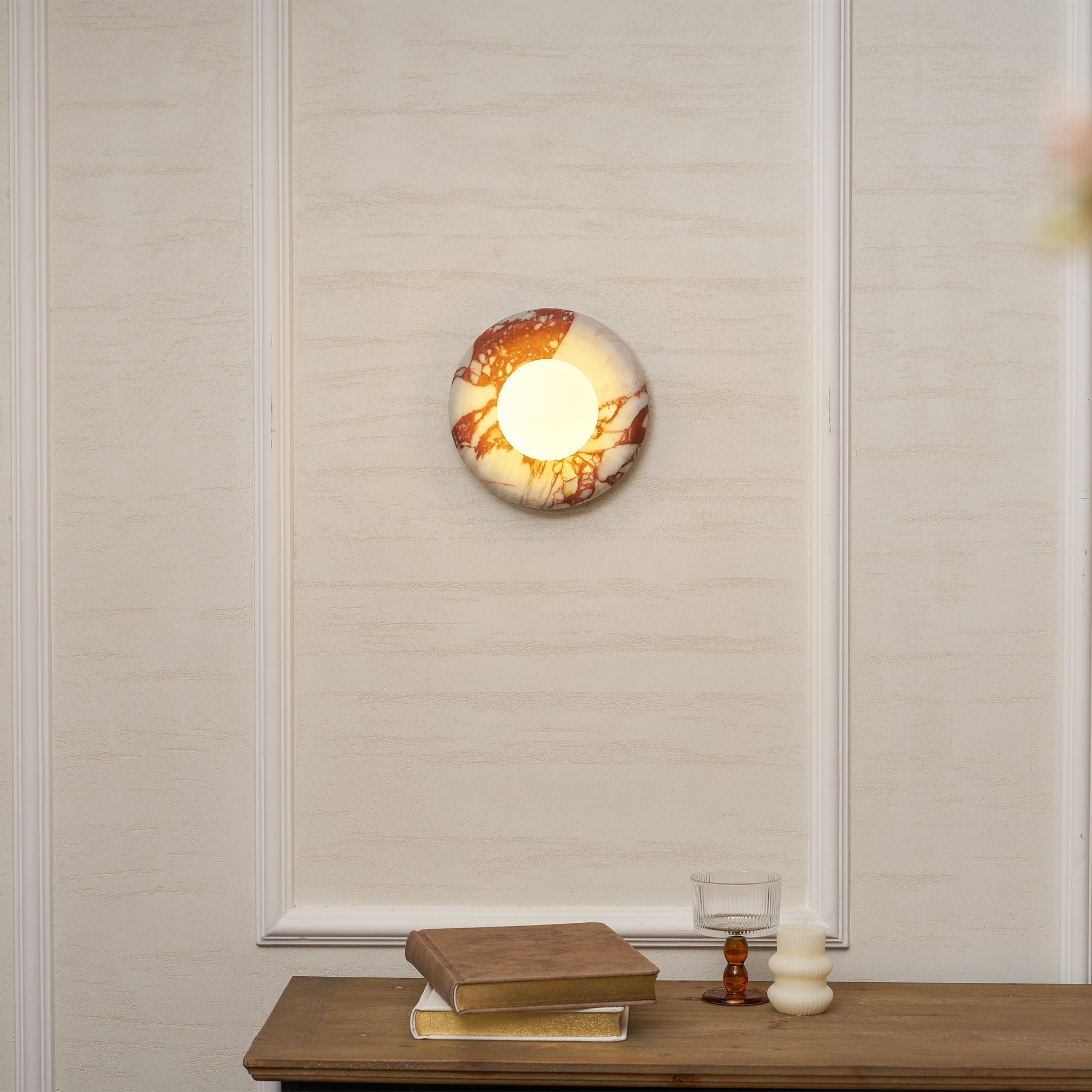 Orli Marble Wall Sconce Natural Stone LED Bedroom Living Room — Multiple Stone Selections
