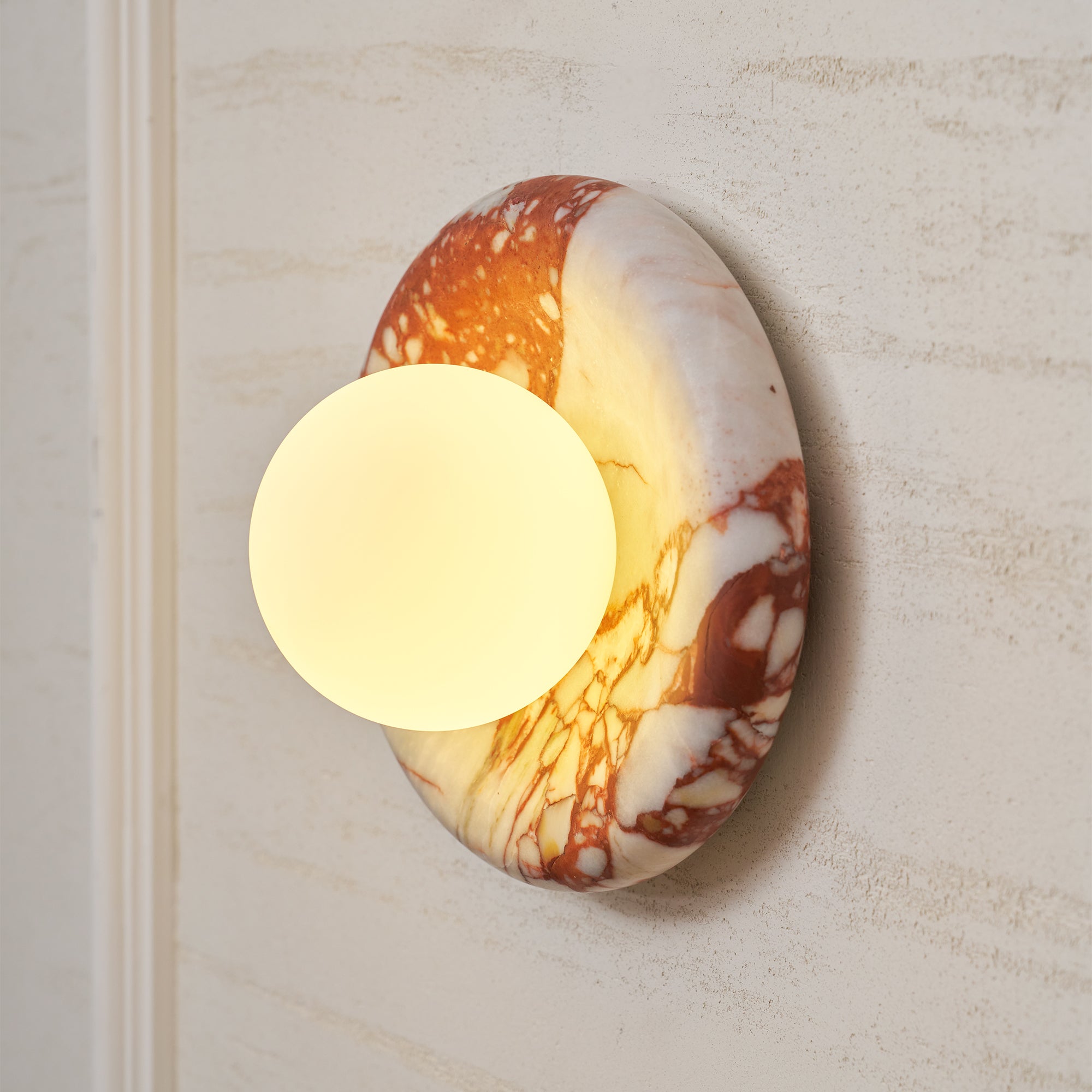 Orli Marble Wall Sconce Natural Stone LED Bedroom Living Room — Multiple Stone Selections