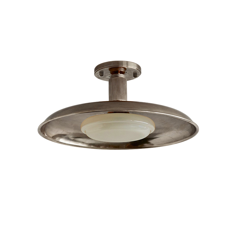 Pot-Lid Flat Panel Ceiling Light Dimmable Gold Nickel Bedroom Dining Room — 19 Inch