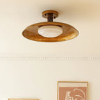 Pot-Lid Flat Panel Ceiling Light Dimmable Gold Nickel Bedroom Dining Room — 19 Inch