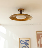 Pot-Lid Flat Panel Ceiling Light Dimmable Gold Nickel Bedroom Dining Room — 19 Inch