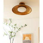 Pot-Lid Flat Panel Ceiling Light Dimmable Gold Nickel Bedroom Dining Room — 19 Inch