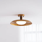 Pot-Lid Flat Panel Ceiling Light Dimmable Gold Nickel Bedroom Dining Room — 19 Inch