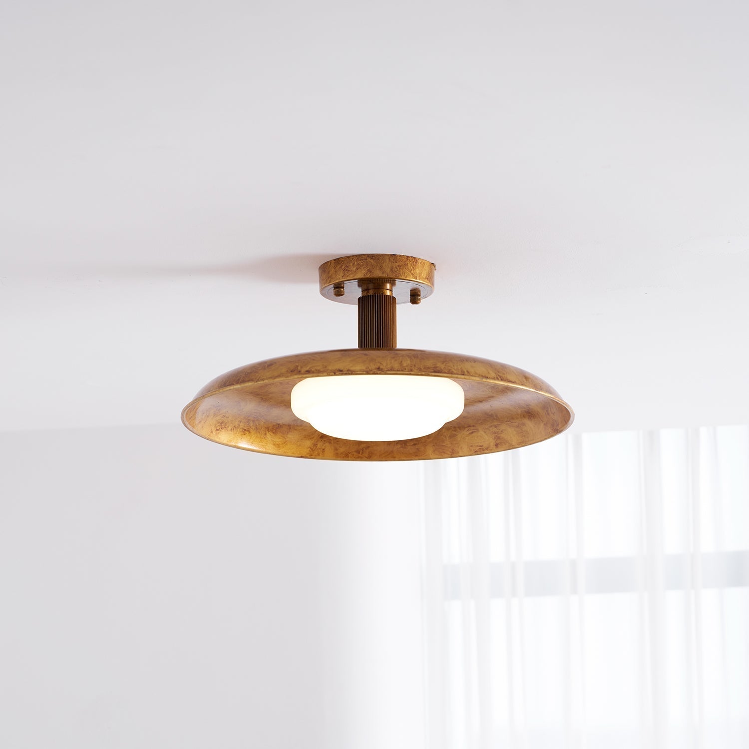 Pot-Lid Flat Panel Ceiling Light Dimmable Gold Nickel Bedroom Dining Room — 19 Inch
