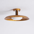 Pot-Lid Flat Panel Ceiling Light Dimmable Gold Nickel Bedroom Dining Room — 19 Inch