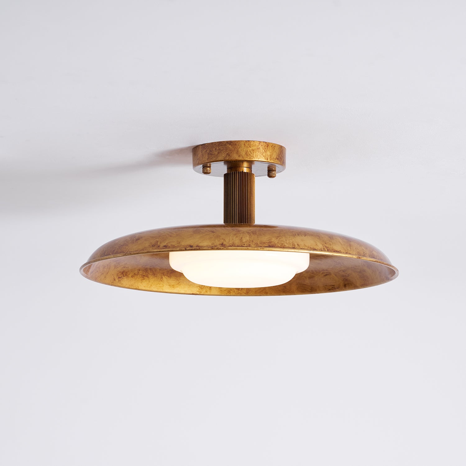 Pot-Lid Flat Panel Ceiling Light Dimmable Gold Nickel Bedroom Dining Room — 19 Inch