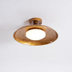 Pot-Lid Flat Panel Ceiling Light Dimmable Gold Nickel Bedroom Dining Room — 19 Inch
