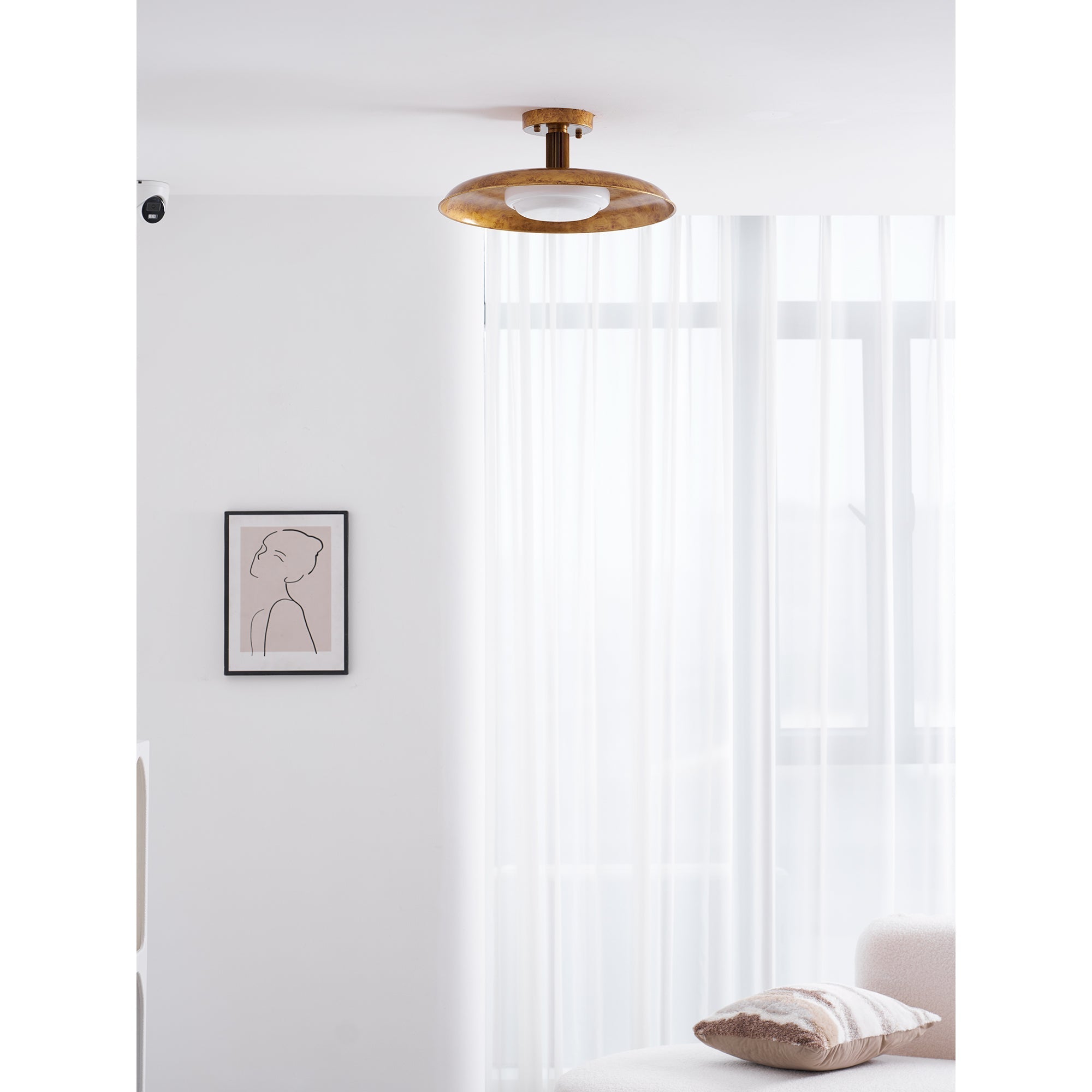 Pot-Lid Flat Panel Ceiling Light Dimmable Gold Nickel Bedroom Dining Room — 19 Inch