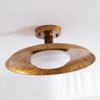 Pot-Lid Flat Panel Ceiling Light Dimmable Gold Nickel Bedroom Dining Room — 19 Inch