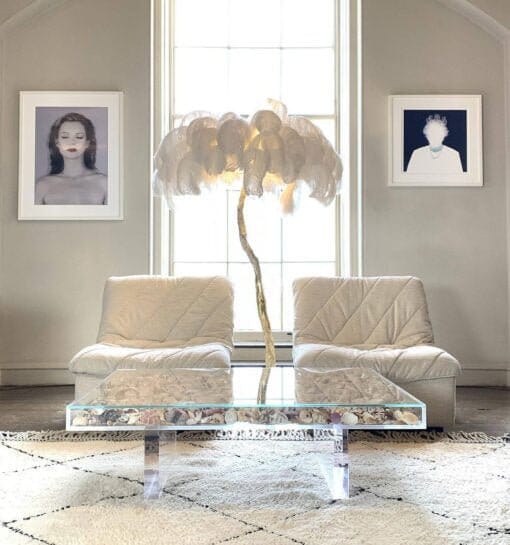 PALMERA Feather Floor Lamp LED Luxury Sculptural Living Room Bedroom — 3 Sizes 4 Colors