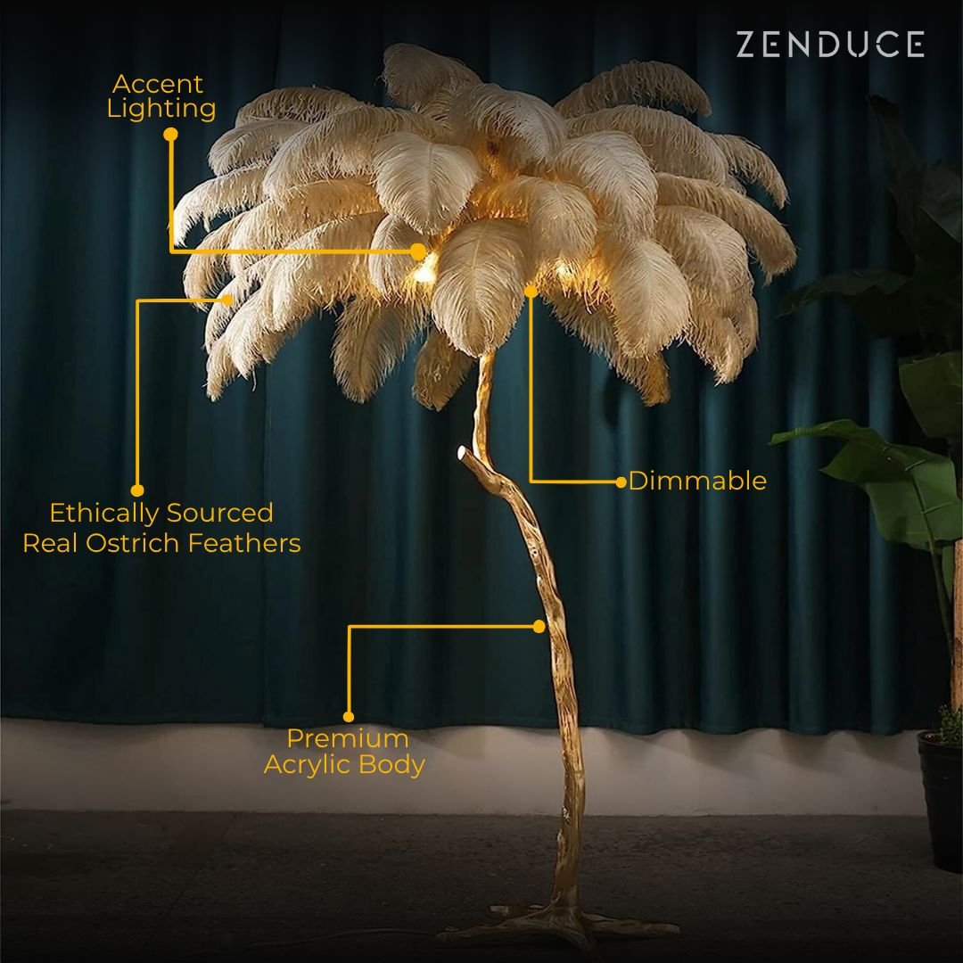 PALMERA Feather Floor Lamp LED Luxury Sculptural Living Room Bedroom — 3 Sizes 4 Colors