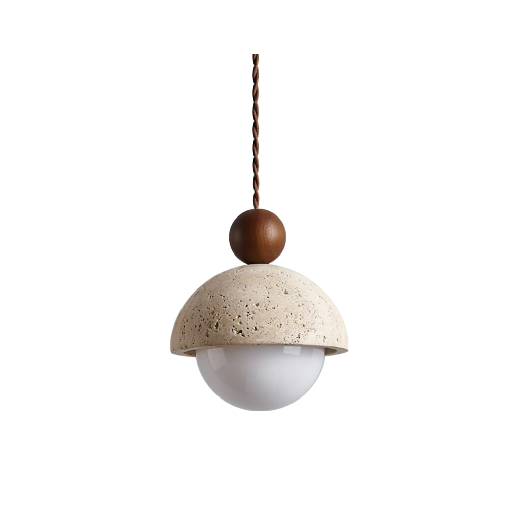 Vaire Pendant Light Travertine Dome Glass
