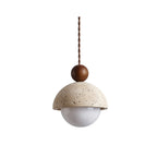Vaire Pendant Light Travertine Dome Glass