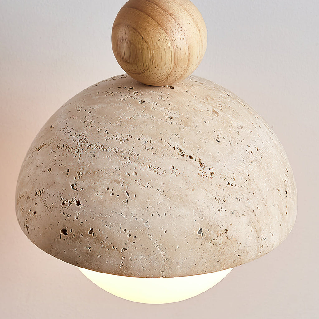 Vaire Pendant Light Travertine Dome Glass