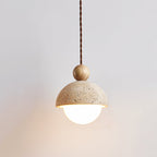 Vaire Pendant Light Travertine Dome Glass