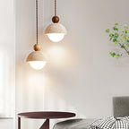 Vaire Pendant Light Travertine Dome Glass