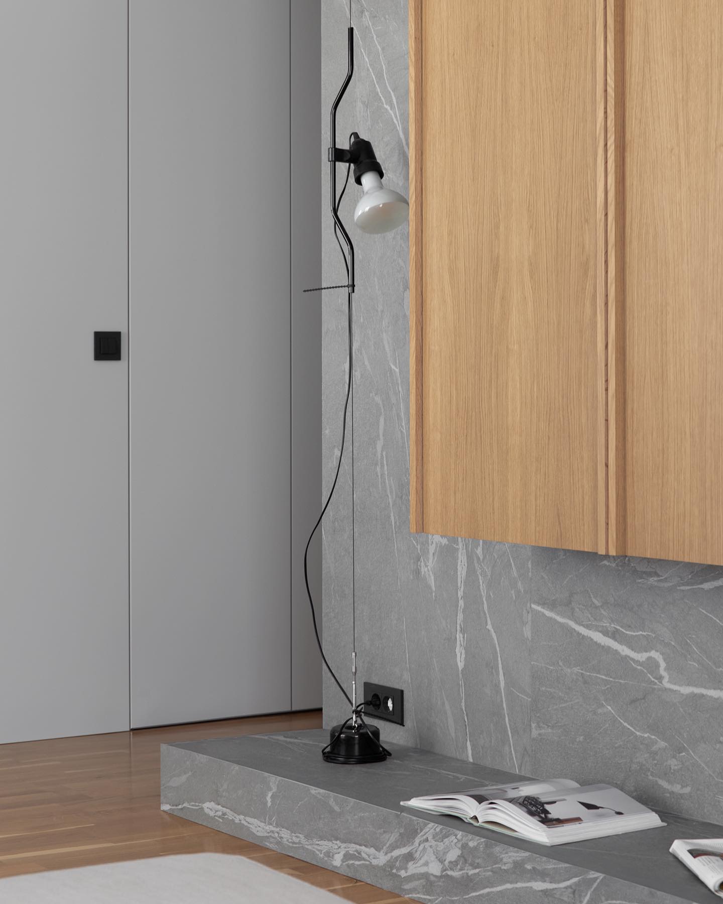 Floor-to-Ceiling Tension Cable Lamp Adjustable Spotlight LED Modern Living Room Bedroom Office — 4 Finishes