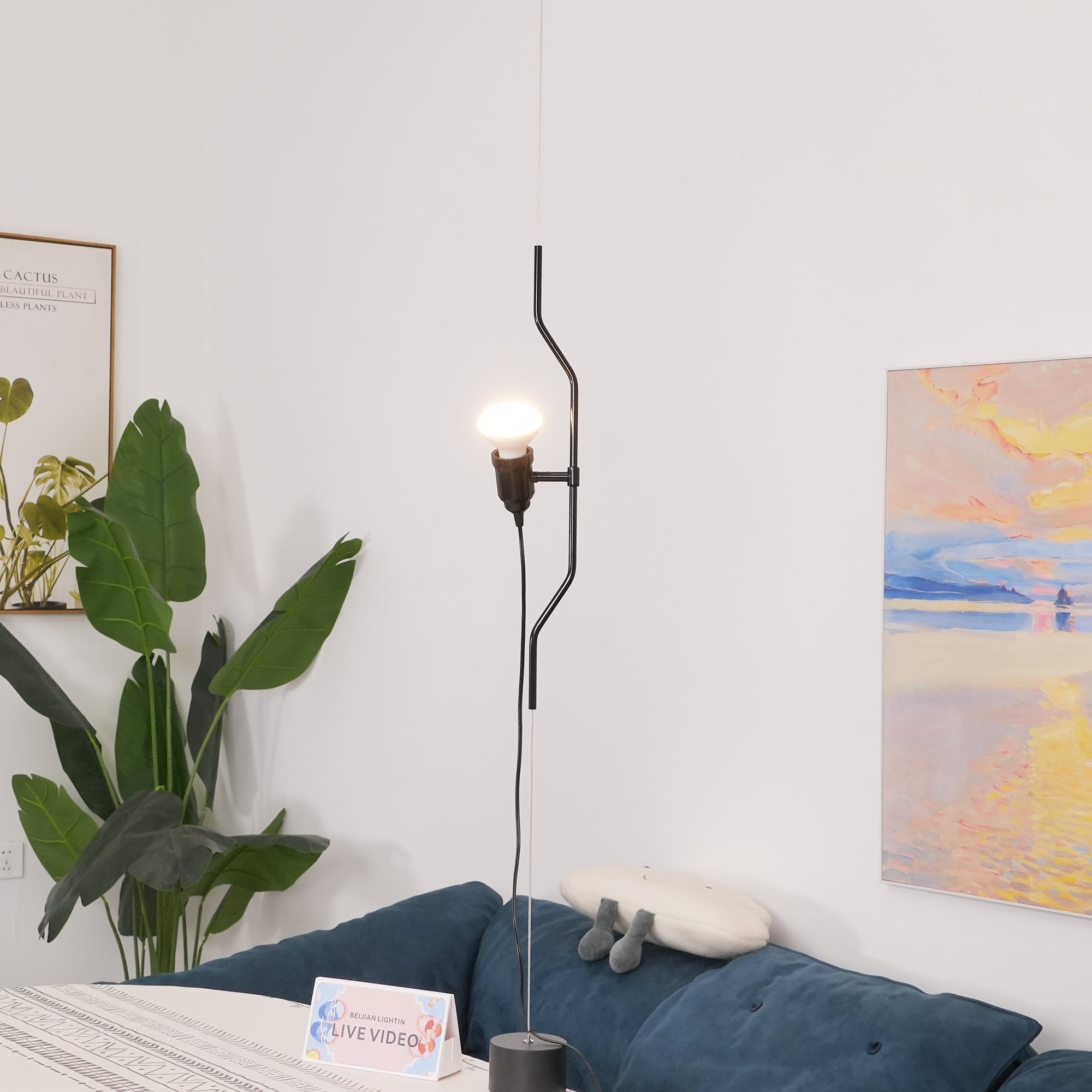 Floor-to-Ceiling Tension Cable Lamp Adjustable Spotlight LED Modern Living Room Bedroom Office — 4 Finishes