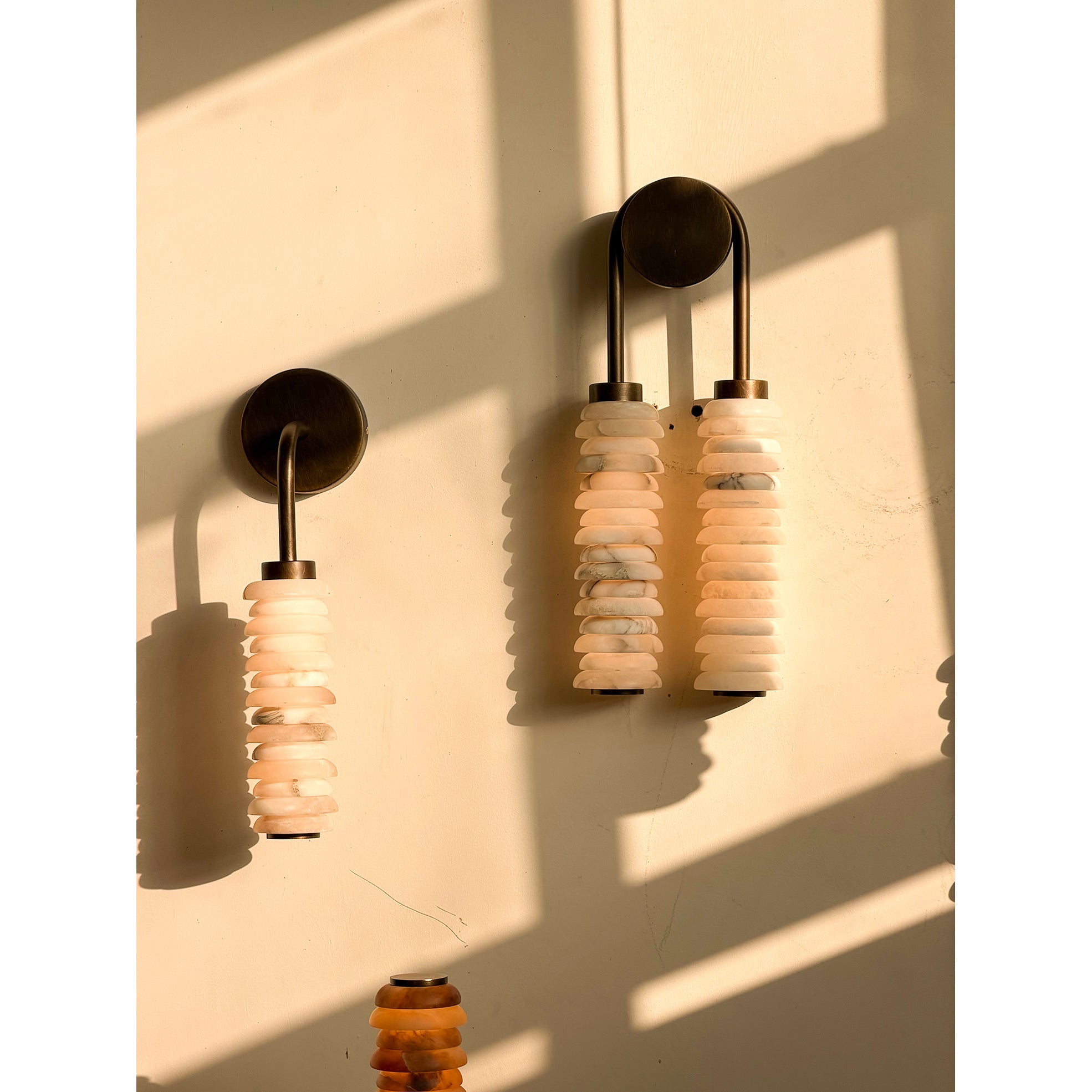 Payson Alabaster Wall Lamp Large Format Natural Stone LED Luxury Bedroom Living Room — 3 Plug Options