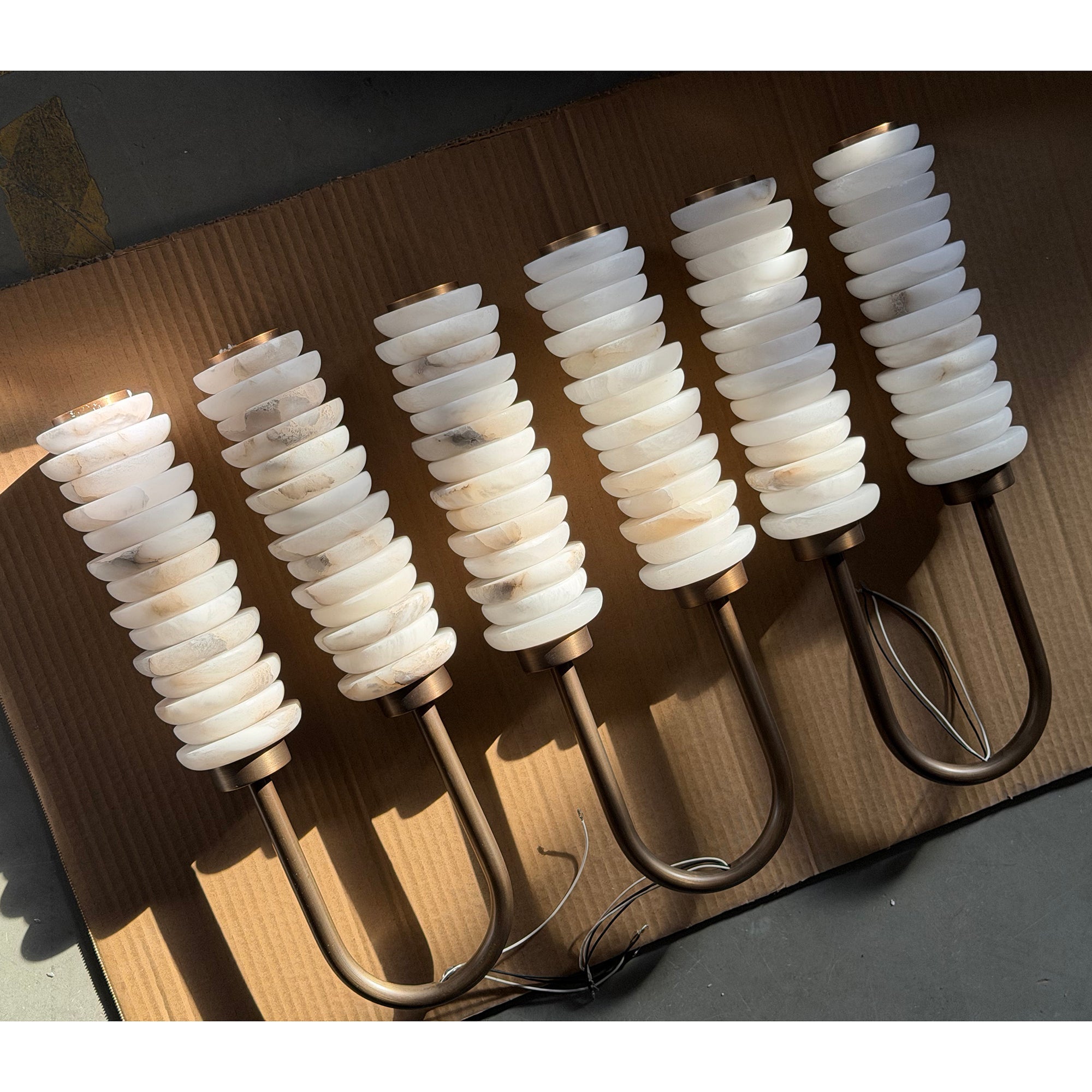 Payson Alabaster Wall Lamp Large Format Natural Stone LED Luxury Bedroom Living Room — 3 Plug Options