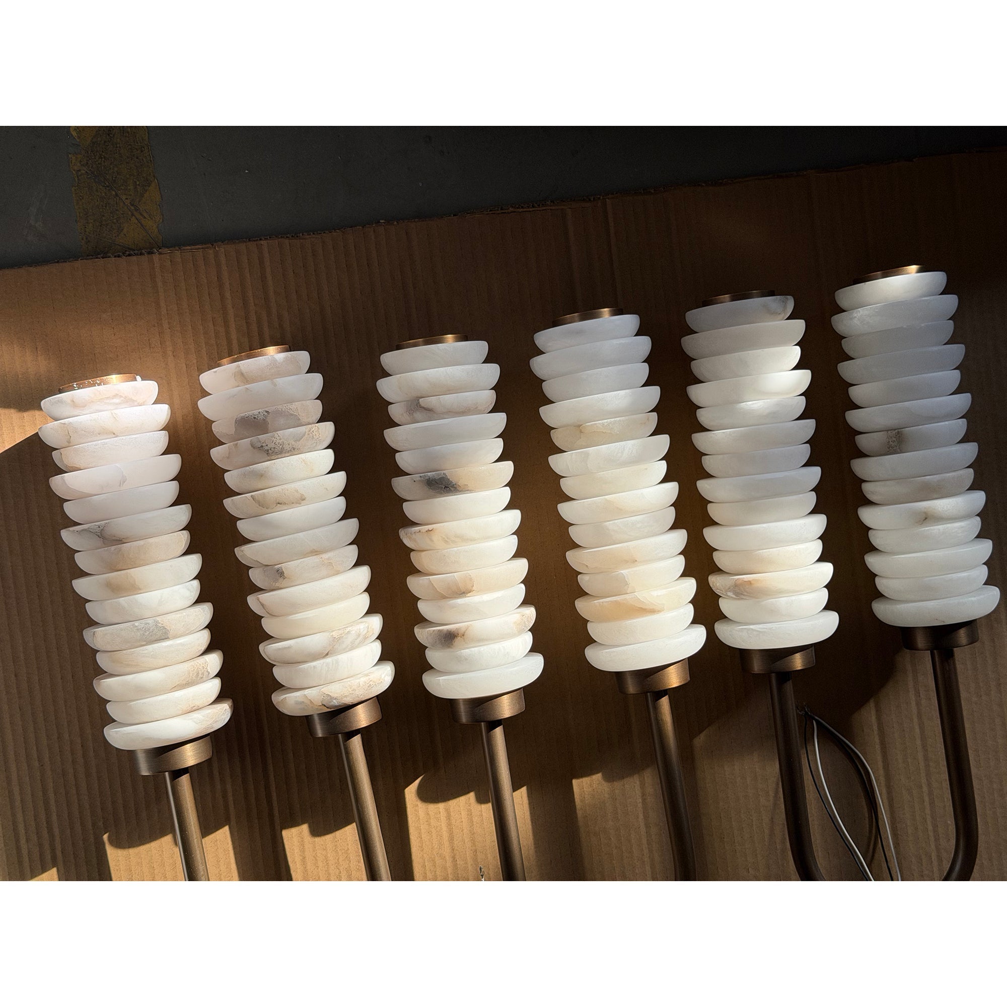 Payson Alabaster Wall Lamp Large Format Natural Stone LED Luxury Bedroom Living Room — 3 Plug Options