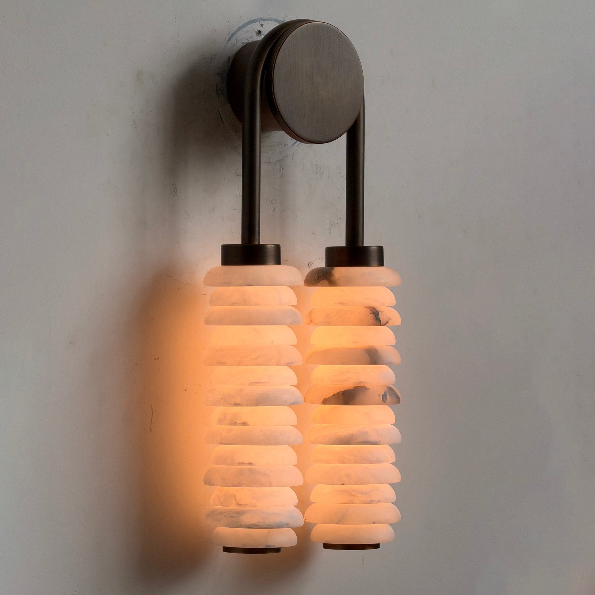 Payson Alabaster Wall Lamp Large Format Natural Stone LED Luxury Bedroom Living Room — 3 Plug Options