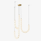 Acrylic Pearl Necklace Chandelier Brass Chrome Dimmable Bedroom Dining Room — 17 to 29 Inch