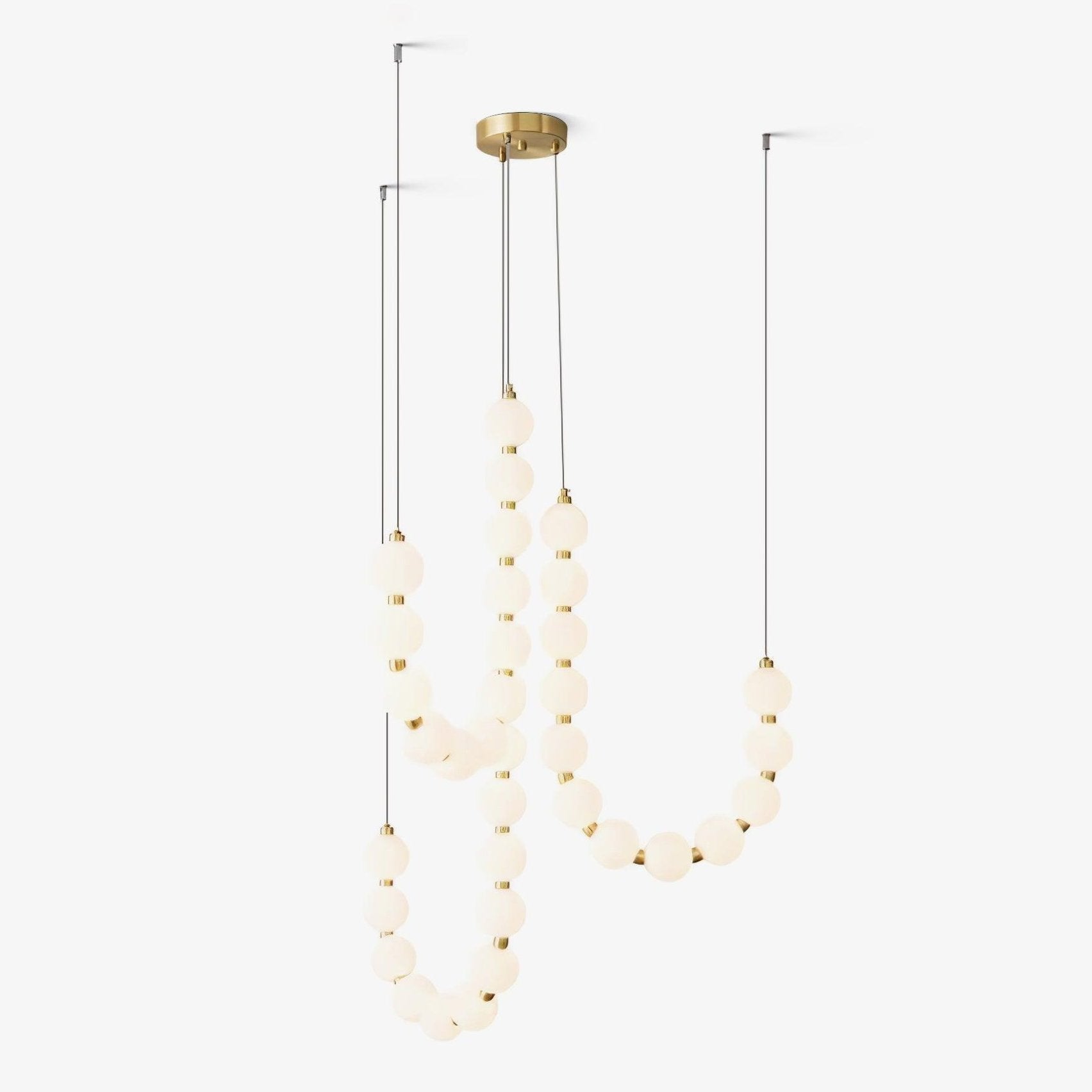 Acrylic Pearl Necklace Chandelier Brass Chrome Dimmable Bedroom Dining Room — 17 to 29 Inch