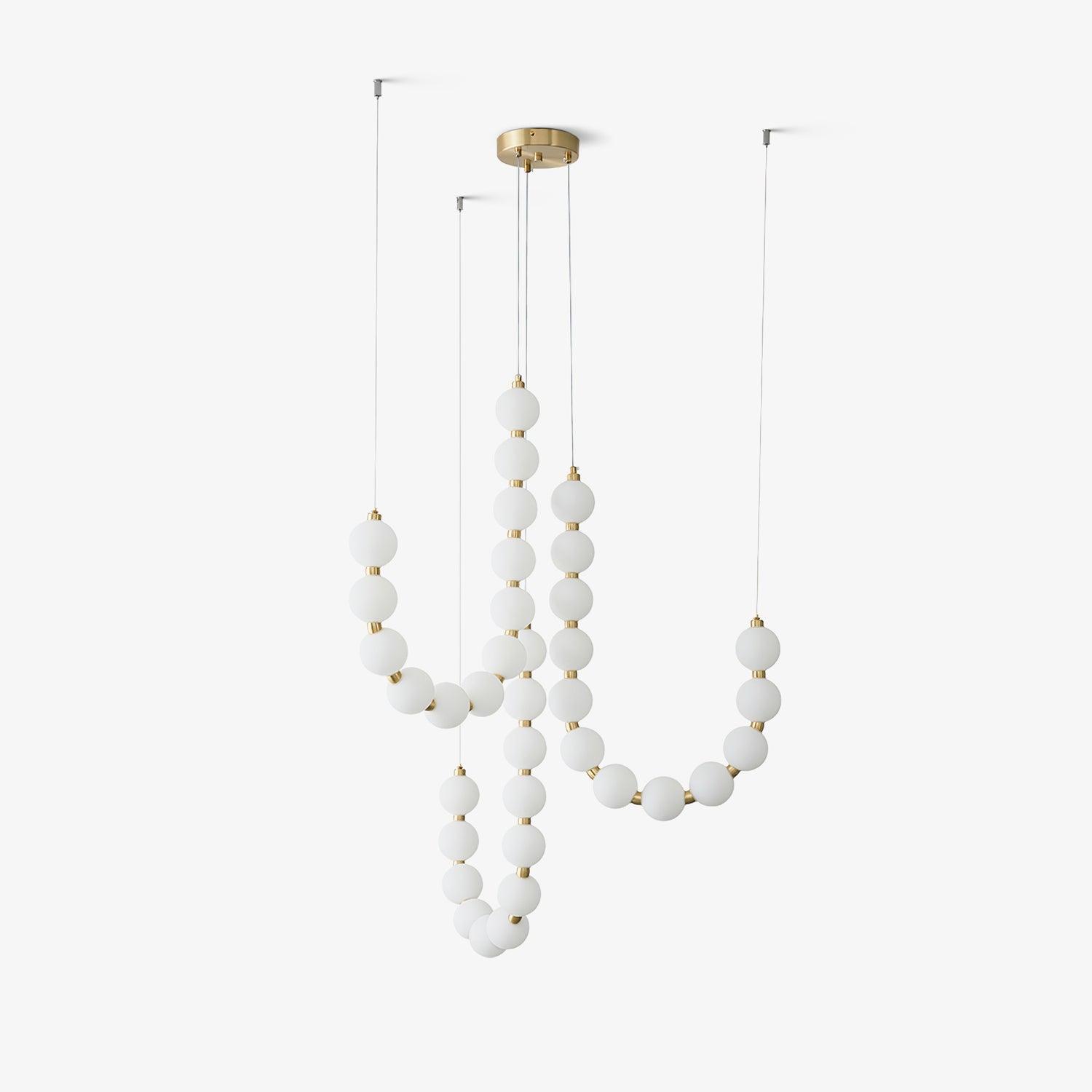 Acrylic Pearl Necklace Chandelier Brass Chrome Dimmable Bedroom Dining Room — 17 to 29 Inch