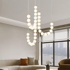 Acrylic Pearl Necklace Chandelier Brass Chrome Dimmable Bedroom Dining Room — 17 to 29 Inch