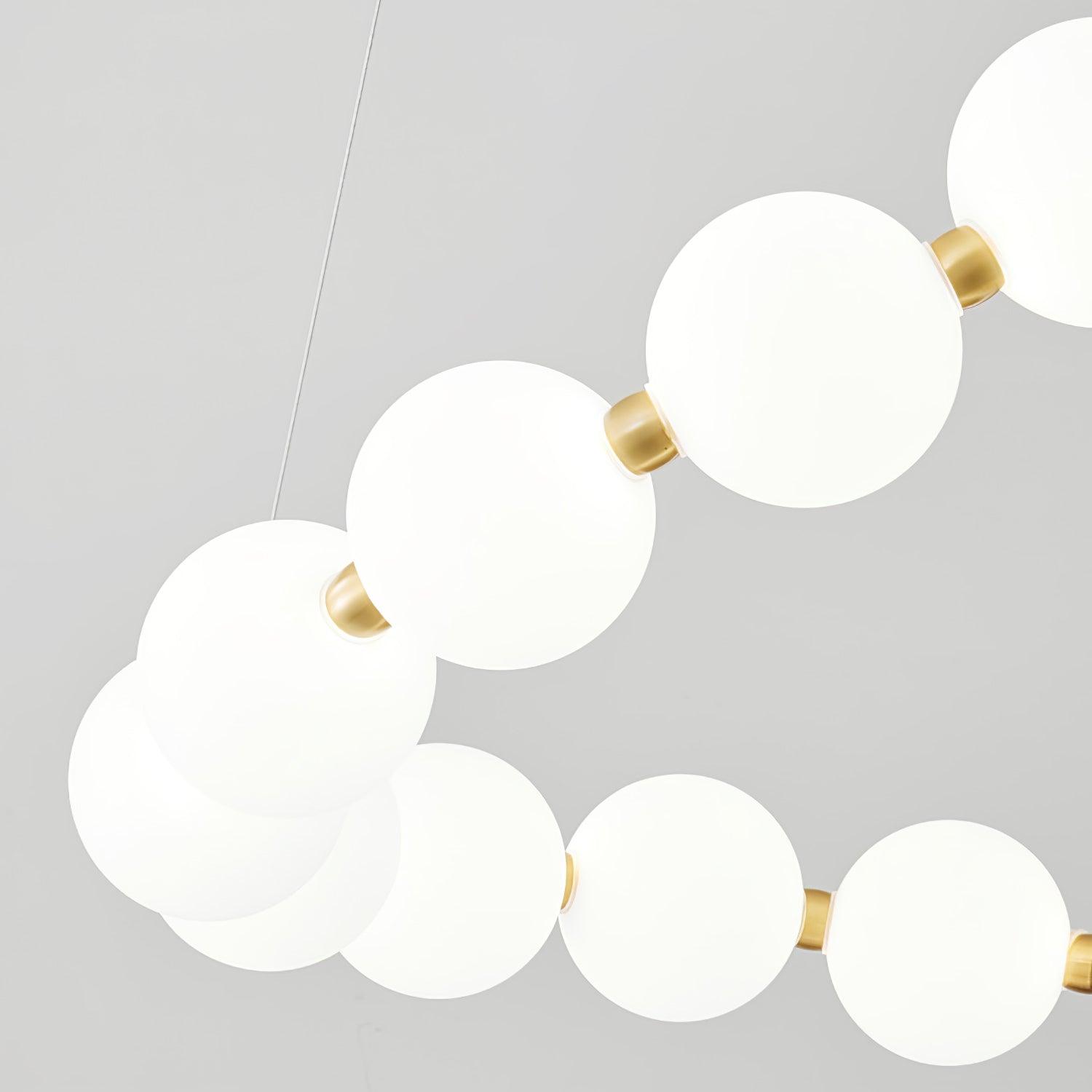 Acrylic Pearl Necklace Chandelier Brass Chrome Dimmable Bedroom Dining Room — 17 to 29 Inch