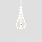Acrylic Pearl Necklace Chandelier Brass Chrome Dimmable Bedroom Dining Room — 17 to 29 Inch
