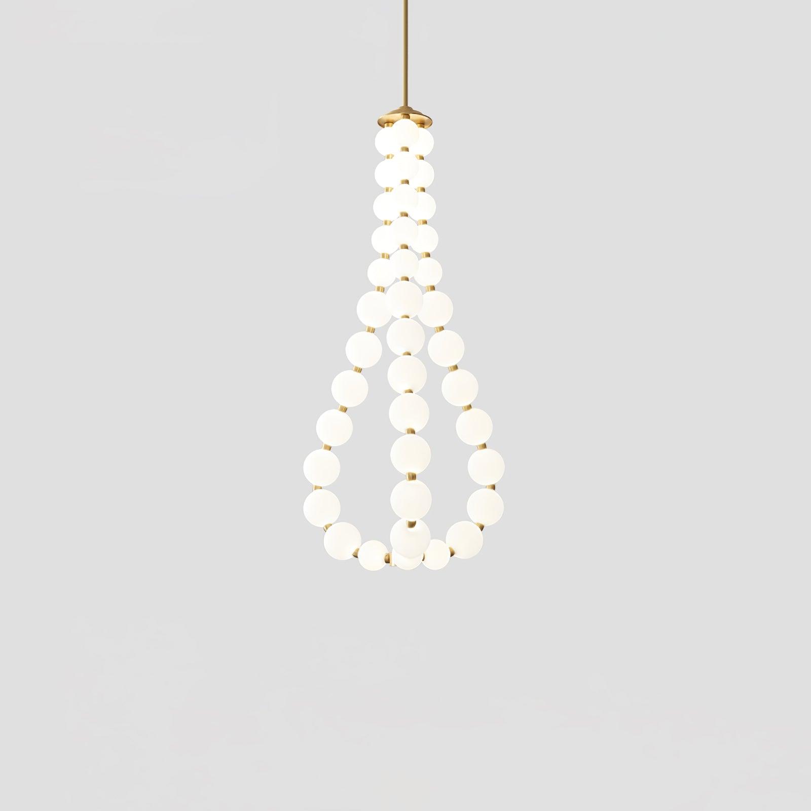 Acrylic Pearl Necklace Chandelier Brass Chrome Dimmable Bedroom Dining Room — 17 to 29 Inch