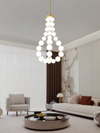 Acrylic Pearl Necklace Chandelier Brass Chrome Dimmable Bedroom Dining Room — 17 to 29 Inch