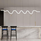 Acrylic Pearl Necklace Chandelier Brass Chrome Dimmable Bedroom Dining Room — 17 to 29 Inch