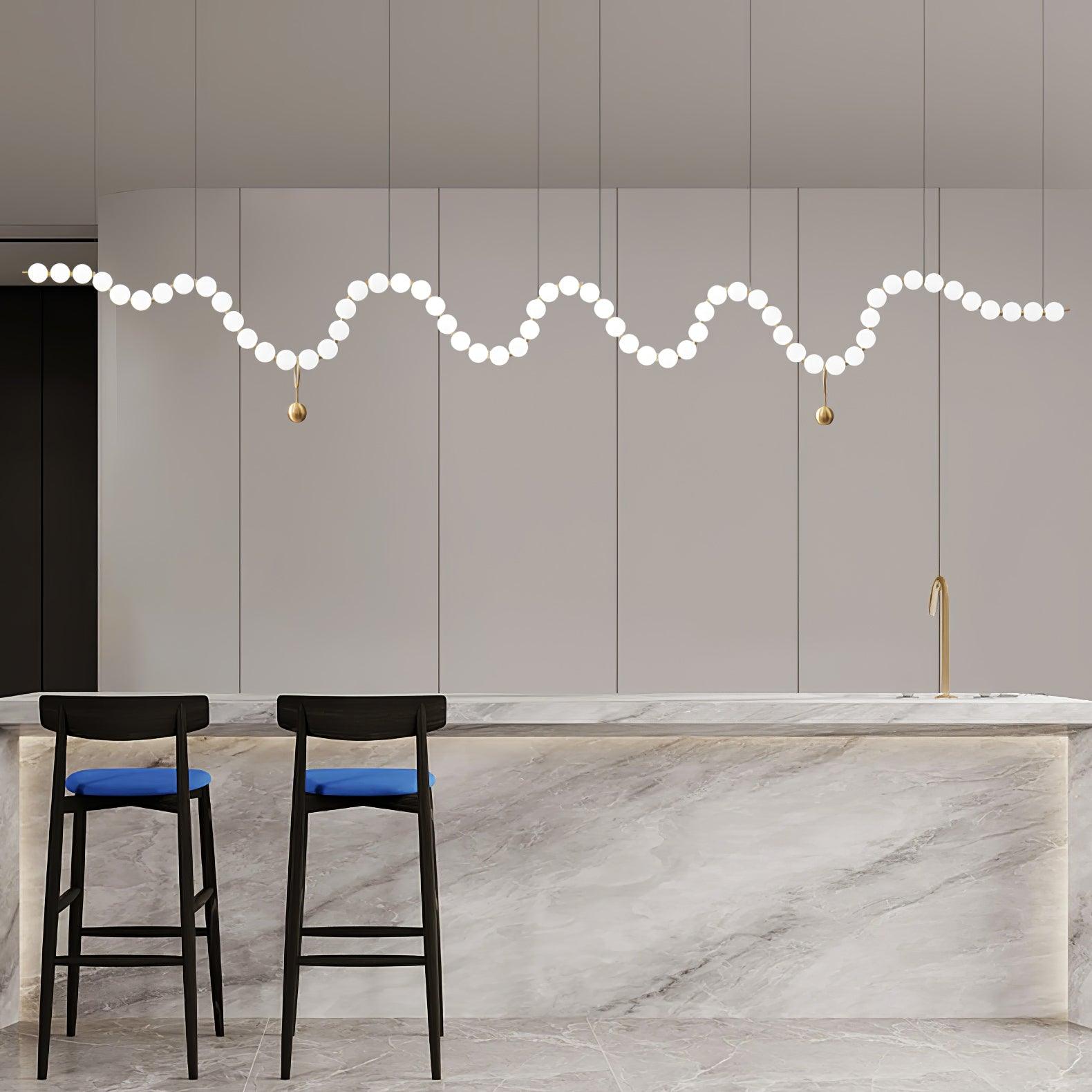 Acrylic Pearl Necklace Chandelier Brass Chrome Dimmable Bedroom Dining Room — 17 to 29 Inch