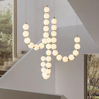 Acrylic Pearl Necklace Chandelier Brass Chrome Dimmable Bedroom Dining Room — 17 to 29 Inch