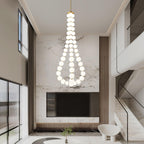 Acrylic Pearl Necklace Chandelier Brass Chrome Dimmable Bedroom Dining Room — 17 to 29 Inch