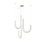 Acrylic Pearl Necklace Chandelier Brass Chrome Dimmable Bedroom Dining Room — 17 to 29 Inch