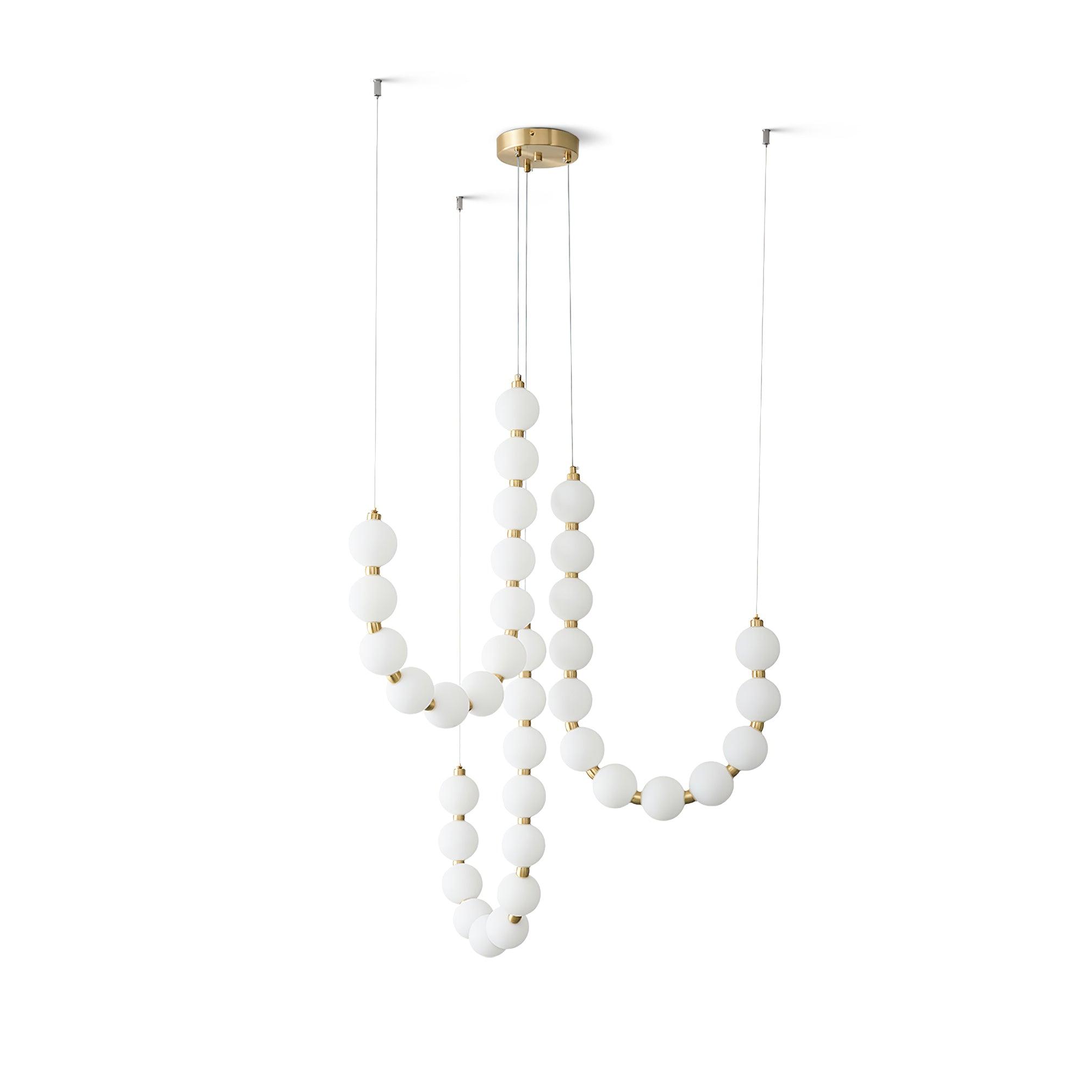 Acrylic Pearl Necklace Chandelier Brass Chrome Dimmable Bedroom Dining Room — 17 to 29 Inch