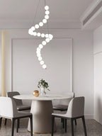 Acrylic Pearl Necklace Chandelier Brass Chrome Dimmable Bedroom Dining Room — 17 to 29 Inch